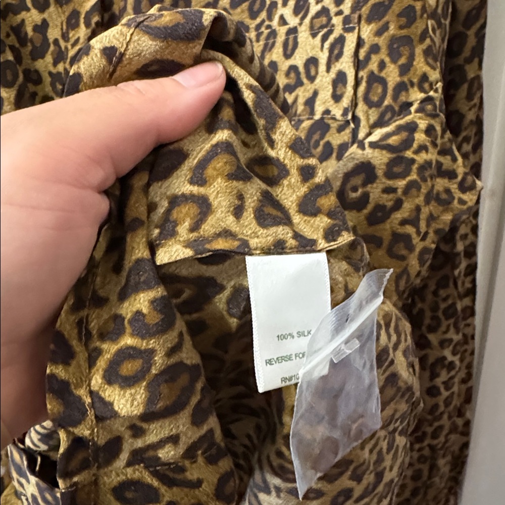 Garnet Hill Leopard Print Button Down Silk  Shirt Size 18 Womens - Picture 3 of 11